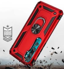 Xiaomi Mi Note 10 Kılıf Vega Tank Sert Yüzüklü Standlı Zırh Koruma Kapak