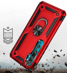 Xiaomi Mi Note 10 Kılıf Vega Tank Sert Yüzüklü Standlı Zırh Koruma Kapak