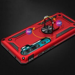 Xiaomi Mi Note 10 Kılıf Vega Tank Sert Yüzüklü Standlı Zırh Koruma Kapak