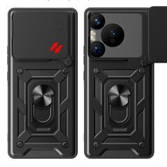 Huawei Pura 70 Pro 5G Kılıf Magnetik Standlı Kamera Korumalı Sürgülü Vega Kapak