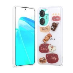 Realme C55 4G Kılıf Parlayan Simli Kabartma Figürlü Cevze Kapak