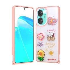 Realme C55 4G Kılıf Parlayan Simli Kabartma Figürlü Cevze Kapak