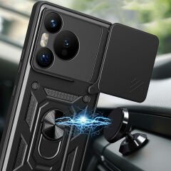 Huawei Pura 70 5G Kılıf Magnetik Standlı Kamera Korumalı Sürgülü Vega Kapak