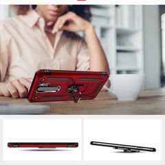 Xiaomi Redmi Note 8 Pro Kılıf Vega Tank Sert Yüzüklü Standlı Zırh Koruma Kapak