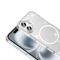 iPhone 16 Plus Kılıf Kablosuz Şarj Özellikli Parlayan Simli Saydam Renkli Maris Kapak
