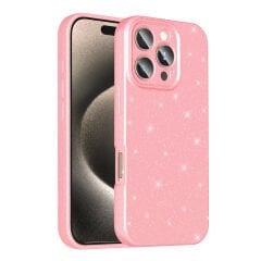 iPhone 16 Pro Max Kılıf Kamera Korumalı Simli Lüks Koton Kapak