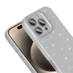 iPhone 16 Pro Max Kılıf Kamera Korumalı Simli Lüks Koton Kapak