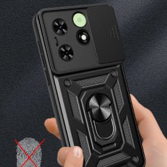 Tecno Spark 20C Kılıf Magnetik Standlı Kamera Korumalı Sürgülü Vega Kapak