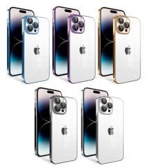 iPhone 14 Pro Kılıf Kamera Korumalı Renkli Çerçeveli Garaj Kapak