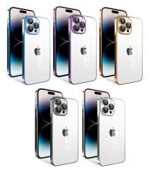 iPhone 14 Pro Kılıf Kamera Korumalı Renkli Çerçeveli Garaj Kapak