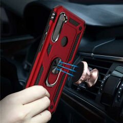 Xiaomi Redmi Note 8 Kılıf Vega Tank Sert Yüzüklü Standlı Zırh Koruma Kapak Siyah