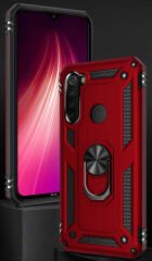 Xiaomi Redmi Note 8 Kılıf Vega Tank Sert Yüzüklü Standlı Zırh Koruma Kapak Siyah