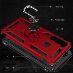 Xiaomi Redmi Note 8 Kılıf Vega Tank Sert Yüzüklü Standlı Zırh Koruma Kapak Siyah