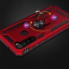 Xiaomi Redmi Note 8 Kılıf Vega Tank Sert Yüzüklü Standlı Zırh Koruma Kapak Siyah
