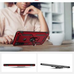Xiaomi Redmi Note 8 Kılıf Vega Tank Sert Yüzüklü Standlı Zırh Koruma Kapak Siyah