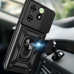 Tecno Spark 20 Kılıf Magnetik Standlı Kamera Korumalı Sürgülü Vega Kapak