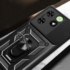 Tecno Spark 20 Kılıf Magnetik Standlı Kamera Korumalı Sürgülü Vega Kapak