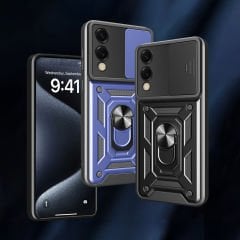 Samsung Galaxy S25 Edge Kılıf Magnetik Standlı Kamera Korumalı Sürgülü Vega Kapak