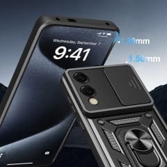 Samsung Galaxy S25 Edge Kılıf Magnetik Standlı Kamera Korumalı Sürgülü Vega Kapak