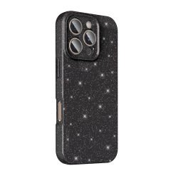 iPhone 16 Pro Kılıf Kamera Korumalı Simli Lüks Koton Kapak