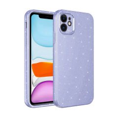 iPhone 12 Kılıf Kamera Korumalı Simli Lüks Koton Kapak