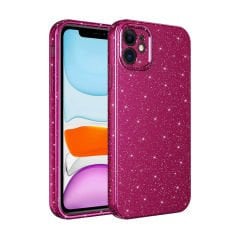 iPhone 12 Kılıf Kamera Korumalı Simli Lüks Koton Kapak