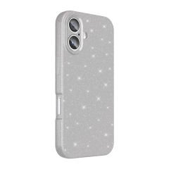 iPhone 16 Plus Kılıf Kamera Korumalı Simli Lüks Koton Kapak