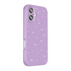 iPhone 16 Plus Kılıf Kamera Korumalı Simli Lüks Koton Kapak