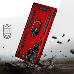 Samsung Galaxy S22 Ultra Kılıf Vega Tank Sert Yüzüklü Standlı Zırh Koruma Kapak