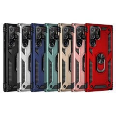 Samsung Galaxy S22 Ultra Kılıf Vega Tank Sert Yüzüklü Standlı Zırh Koruma Kapak
