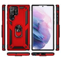 Samsung Galaxy S22 Ultra Kılıf Vega Tank Sert Yüzüklü Standlı Zırh Koruma Kapak