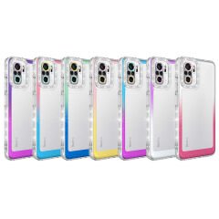 Xiaomi Poco M5S Kılıf Simli ve Renk Geçiş Tasarımlı Lens Korumalı Park Kapak