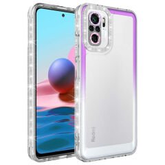 Xiaomi Poco M5S Kılıf Simli ve Renk Geçiş Tasarımlı Lens Korumalı Park Kapak