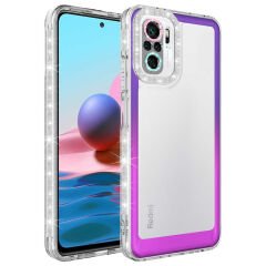 Xiaomi Poco M5S Kılıf Simli ve Renk Geçiş Tasarımlı Lens Korumalı Park Kapak