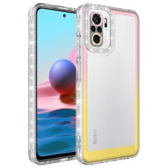 Xiaomi Poco M5S Kılıf Simli ve Renk Geçiş Tasarımlı Lens Korumalı Park Kapak