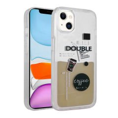 iPhone 13 Kılıf Desenli Sıvılı  Drink Silikon Kapak