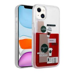 iPhone 13 Kılıf Desenli Sıvılı  Drink Silikon Kapak