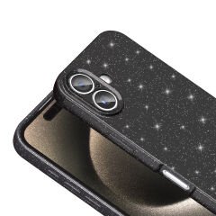 iPhone 16 Kılıf Kamera Korumalı Simli Lüks Koton Kapak