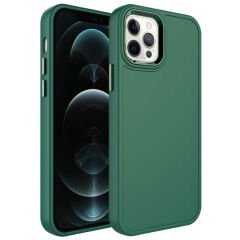 iPhone 13 Pro Max Kılıf Metal Çerçeve ve Buton Tasarımlı Sert  Botox Kapak
