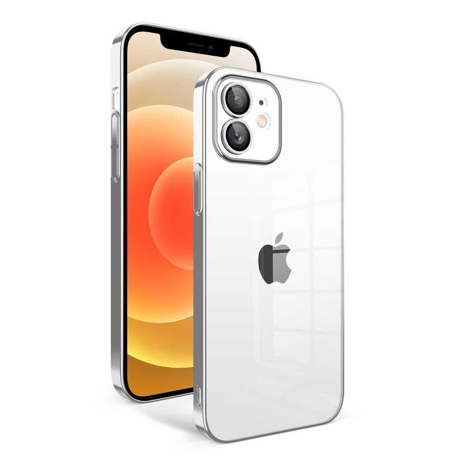 iPhone 12 Kılıf Kamera Korumalı Renkli Çerçeveli Garaj Kapak