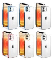 iPhone 12 Kılıf Kamera Korumalı Renkli Çerçeveli Garaj Kapak