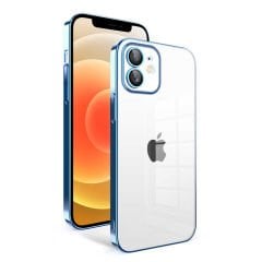 iPhone 12 Kılıf Kamera Korumalı Renkli Çerçeveli Garaj Kapak