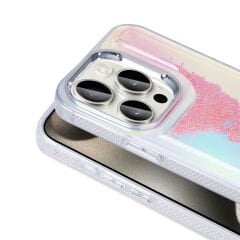 iPhone 15 Pro Max Kılıf Airbagli Renkli Arka Yüzey Boncuk Tasarımlı Kumul Kapak