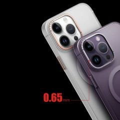 iPhone 14 Pro Kılıf Magsafe Şarj Özellikli Buzlu Sert PC Tuval Kapak