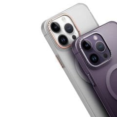 iPhone 14 Pro Kılıf Magsafe Şarj Özellikli Buzlu Sert PC Tuval Kapak