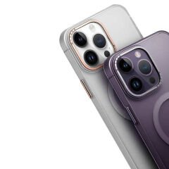 iPhone 14 Pro Kılıf Magsafe Şarj Özellikli Buzlu Sert PC Tuval Kapak