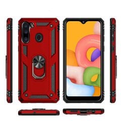 Samsung Galaxy A21 Kılıf Vega Tank Sert Yüzüklü Standlı Zırh Koruma Kapak