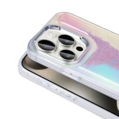 iPhone 15 Pro Kılıf Airbagli Renkli Arka Yüzey Boncuk Tasarımlı Kumul Kapak