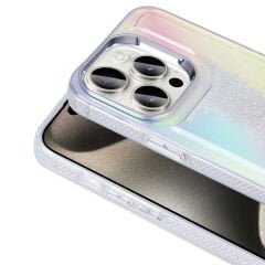 iPhone 15 Pro Kılıf Airbagli Renkli Arka Yüzey Boncuk Tasarımlı Kumul Kapak