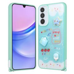 Samsung Galaxy A25 Kılıf Parlayan Simli Kabartma Figürlü Cevze Kapak